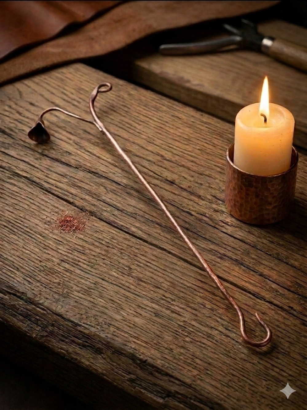 Handcrafted Vintage Copper Candle Snuffer / Wick Dipper - Rustic Copper
